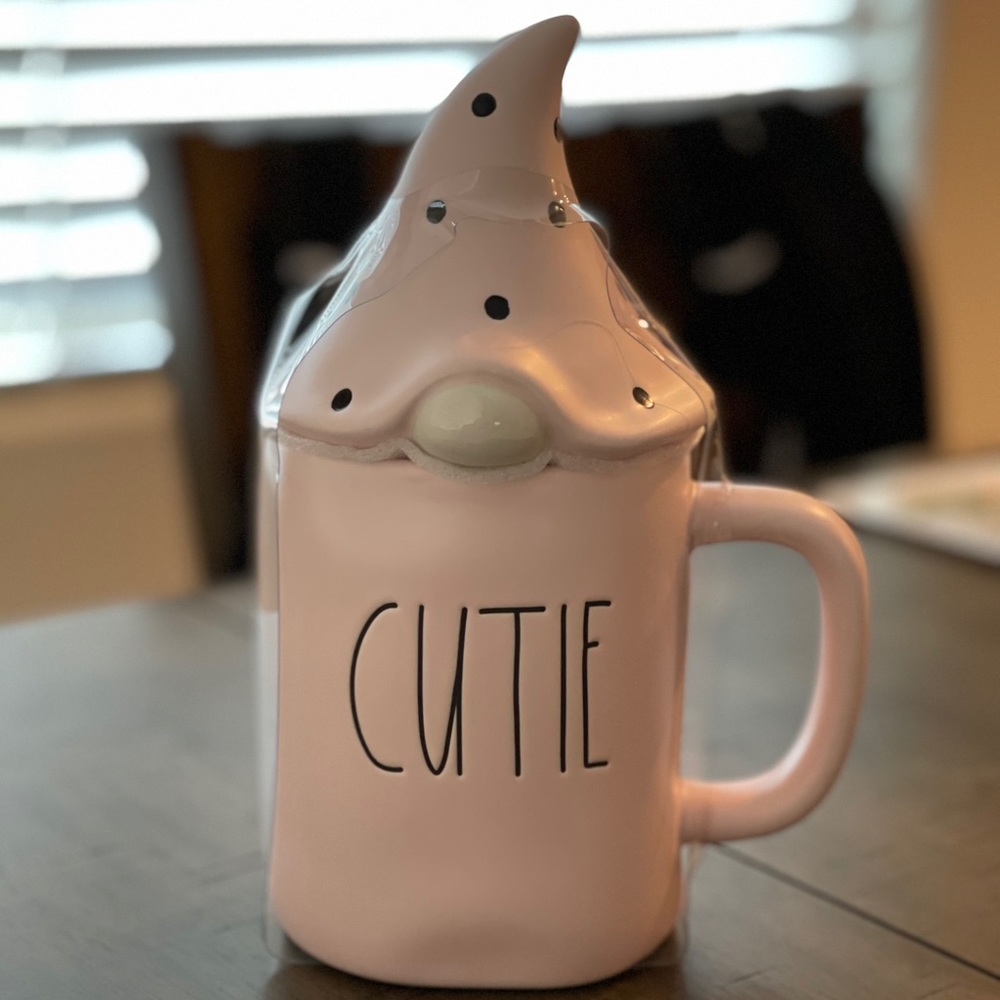 Rae Dunn Pink Cutie Mug with Gnome Topper